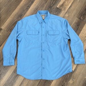Duluth Trading Blue Long Sleeve Button-Up Shirt 35% Coolplus